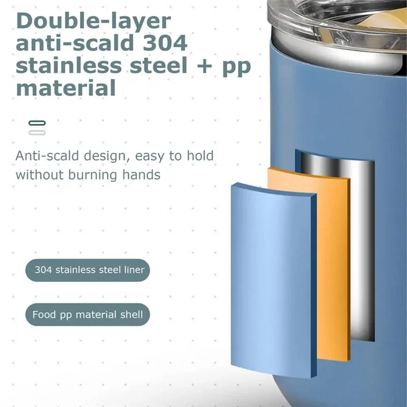 【Recommend】Stainless Steel Mug With Handle 450Ml Double Wall Stainless Steel Mugs Modern Insulated Cups Metal Camping Cups Reusa