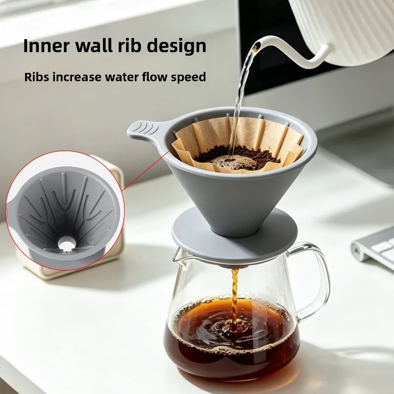 Silicone Coffee Filter Cup,Pour Over Coffee Dripper Cone with Handle,Portable Coffee Maker Filter for Home Office Travel Camping