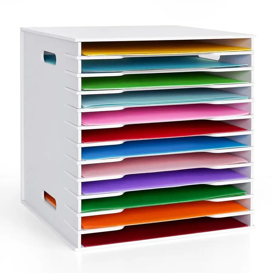 

Органайзер для бумаги для скрапбукинга, на 12 листов формата 12x12 дюймов, с 12 отделениями, для хранения документов, настольный органайзер для бумаги для скрапбукинга