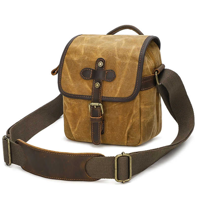 Men Retro Crossbody Bag Canvas Portable Lightweight Sling Shoulder Bags Business Commuter Pack Outdoor Travel Storage Purse