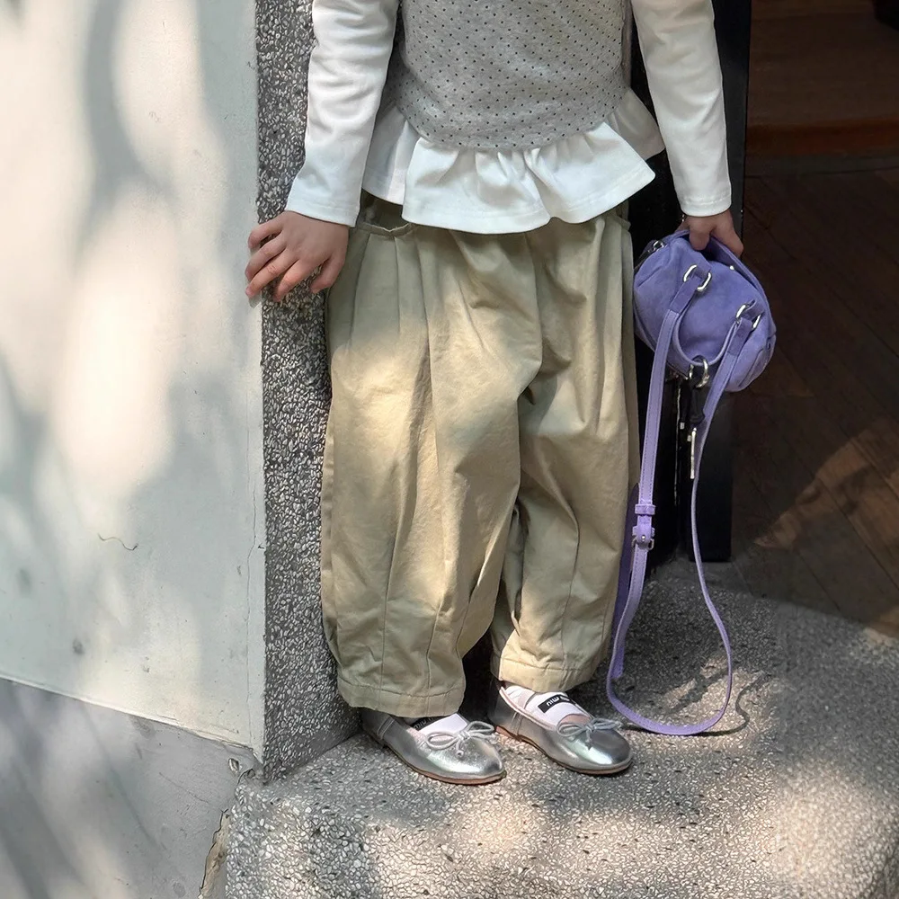 

Новинка осени 2024, детские повседневные штаны, хлопковые однотонные свободные брюки для девочек, шаровары для мальчиков, детские повседневные штаны, одежда для малышей