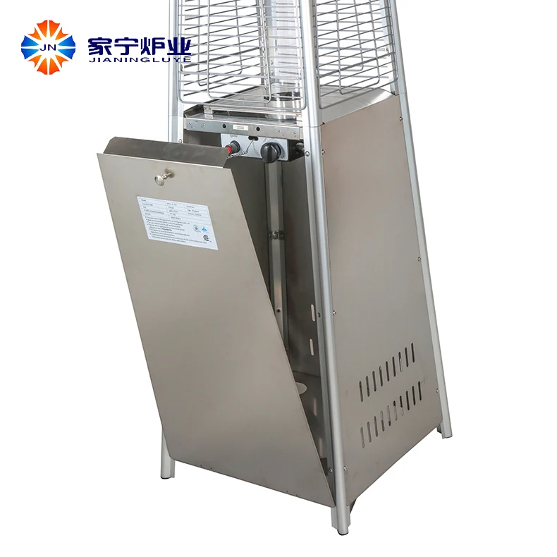 13KW Steel Tower Gas Heater For Garden Patio Pyramid Glass Tube Flame Outdoor Gas Heater With LPG/Propane Fuel Options