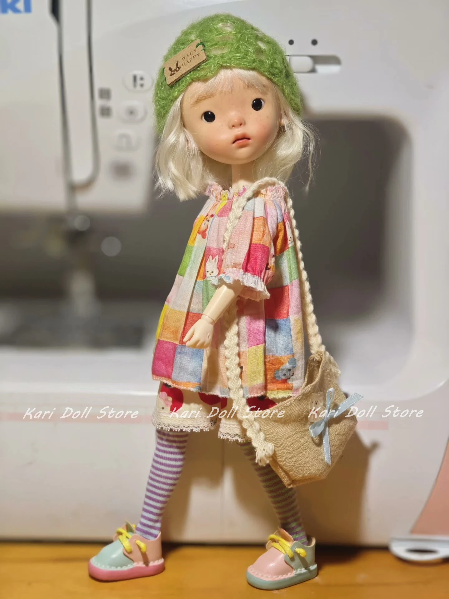 

Kari Doll Clothes and skirts Colorful checkered patchwork skirt pants and hat set for Landazz Landoudou Doll