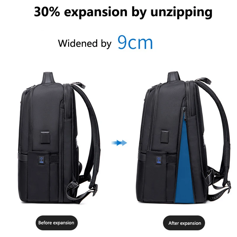 High-end Business Backpack Men Can Expand Large-Capacity Business Travel Computer Bag Waterproof Multi-functional Man Laptop Bag