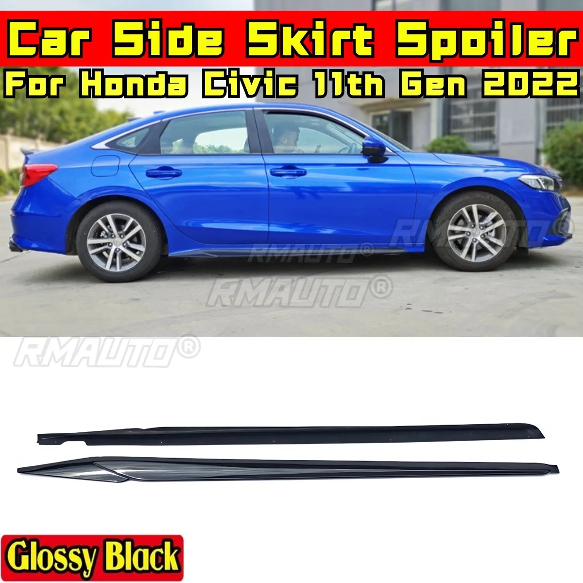 Civic Car Side Skirt Lip Glossy Black Sport Style Side Skirt Spoiler Side Skirt for Honda Civic 11th Gen 2022 Car Accessories