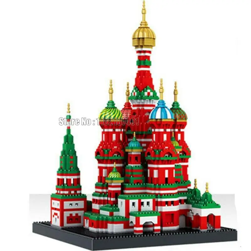 16066 4000pcs World Great Architecture Famous Russia Moscow Saint Basil Cathedral Mini Diamond Building Blocks Toy Brick