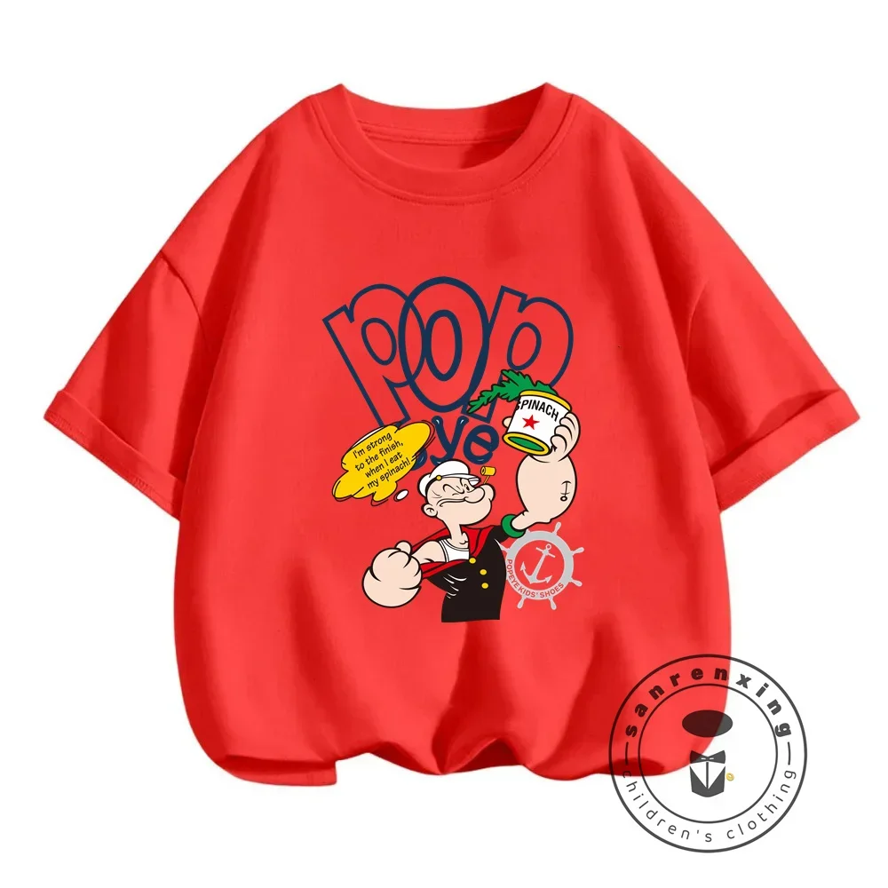 Popeye the Sailor Tees for Kids' Delight Stylish Summer Wear with Soft Hip-Hop Flair - Affordable Casual for Boys and Girls