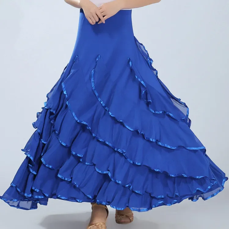 

Free Shipping Women Lady Red Flamenco Skirt Dresses Performance Skirts Ballroom Waltz Tango Flamenco Dancing Costume