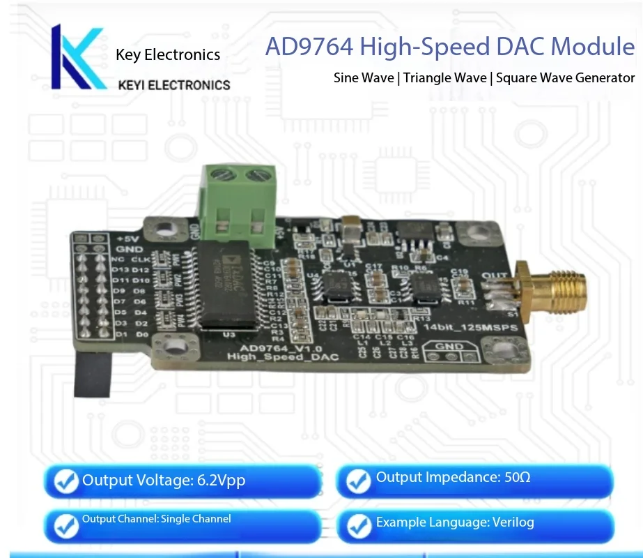 AD9764 14Bit 125MSPS High-Speed DAC Module Parallel Interface for FPGA Development