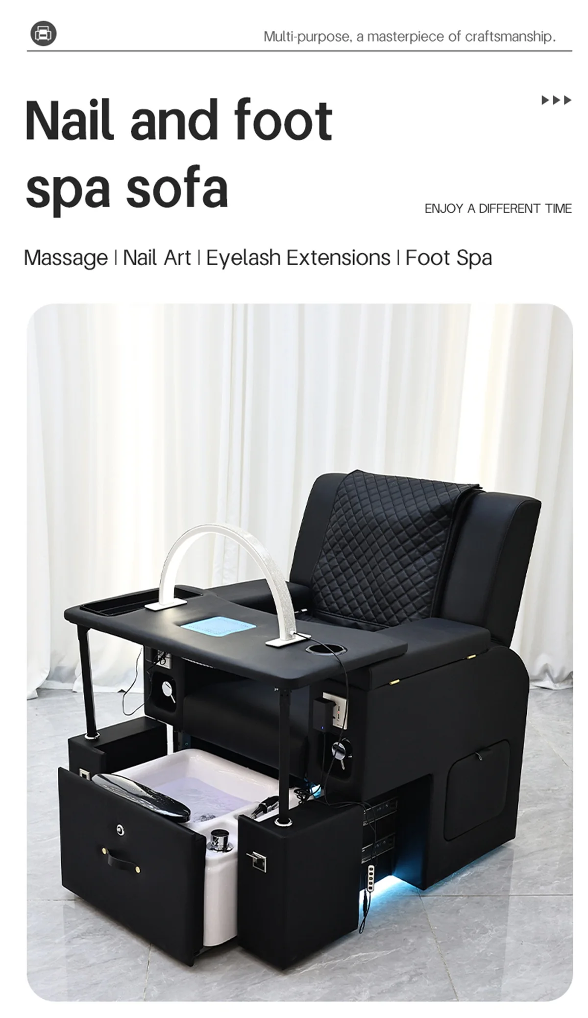 Professioneller Multifunktionaler Pediküre-Massagestuhl, Komfortabel & Langlebig, All-in-One Fußbad für Nagelstudios & Beauty-SPA – Detail 3