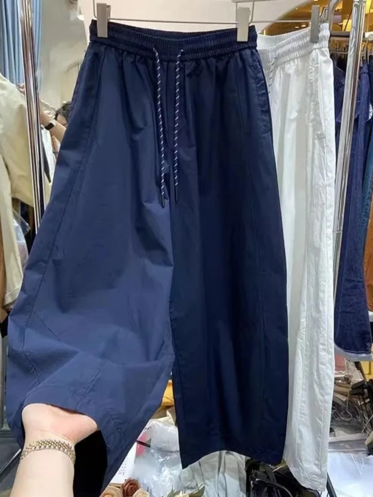 فضفاض مستقيم الساق هارلان أبي السراويل الرجال عالية الخصر مستقيم ملابس العمل واسعة الساق بنطلون عادية فضفاض صالح حجم كبير 300 Pou #1