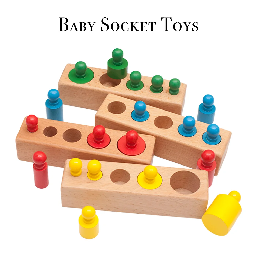 Baby early education intellectual development toys, Montessori cylinder socket, sensory color cognitive blocks