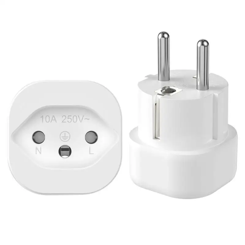1Pcs Type J To European Plug Connector Travel Adapter Socket European France Travel Plug Adapter 16A 250V