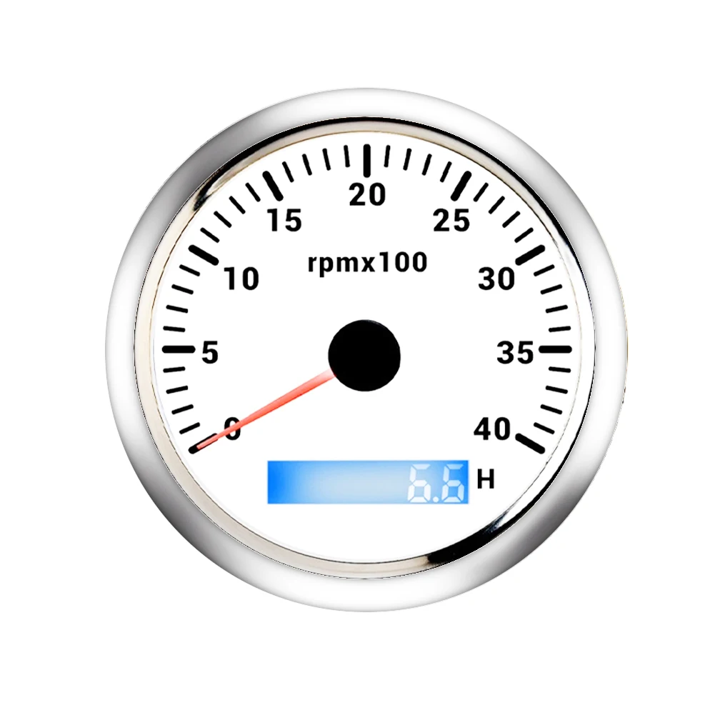

Морской Спидометр 85 мм, 0-4000 об/мин, Спидометр с 7-цветной подсветкой, цифровой одометр для яхт, лодок, серебристый