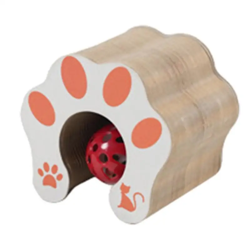 Cardboard Cat Toy Foldable Cat Scratcher Cardboard With Ball Kitty Scratching Post Cat Ball Track Accordion Toys for  Scratching