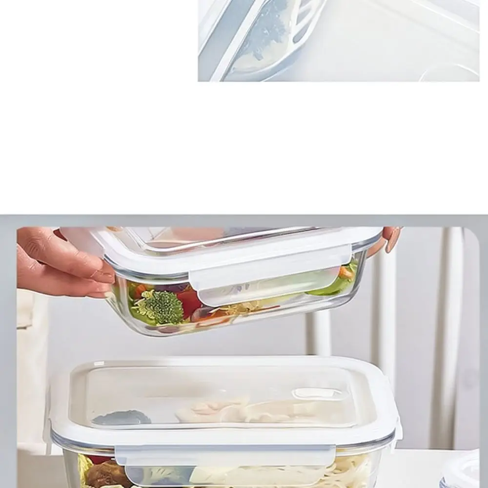 Microwave Safe Glass Bento Lunch Box Divided Food Container Airtight Leakproof Meal Prep Case For Office School Picnic