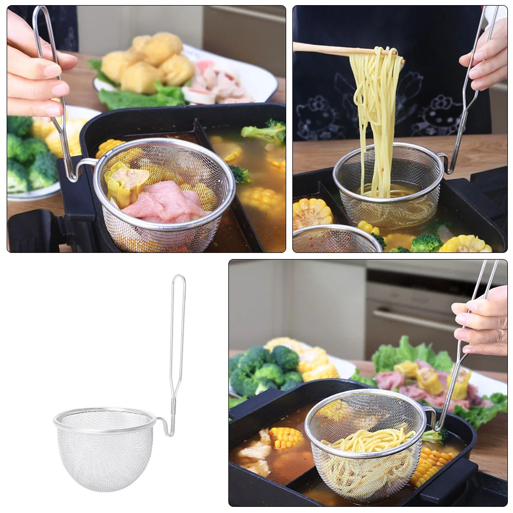 Stainless Steel Colander Mesh Strainer Multi-purpose Filter Spoon Hot Pot Flour Drain Kitchen Skimmers with Handles