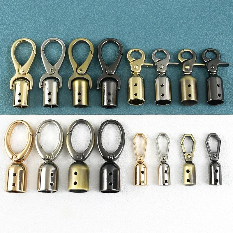 4/10/20Pcs Metal Bag Handle End Caps Tassel Clasp Cord Stopper Buckles for Purse Handbag Snap Hooks DIY Craft Repair Accessories