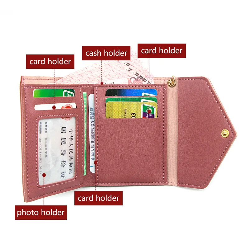 New Simple Short Women Wallets High Quality Card Holder Large Capacity Female Coin Purses  Small Card Bag Wallet For Girls image 3