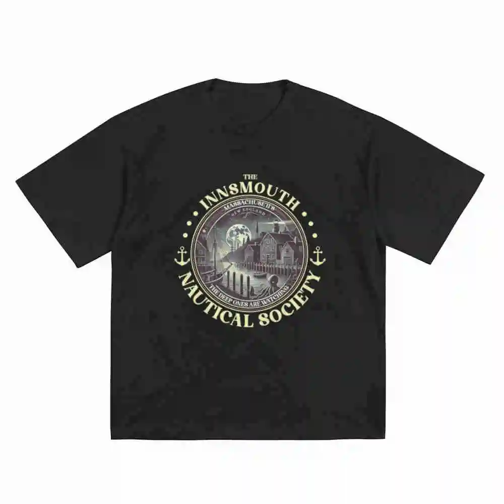 Shadow Over Innsmouth Cthulhu Necronomicon Lovecraftian Short Sleeve Tee 100% Cotton T-Shirt