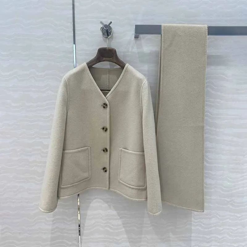 2024 AW Pure Colour Straight Simple Cashmere Casual Coats Women Short Loose Cashmere Scarf Coats Y2k Women's Womenswear