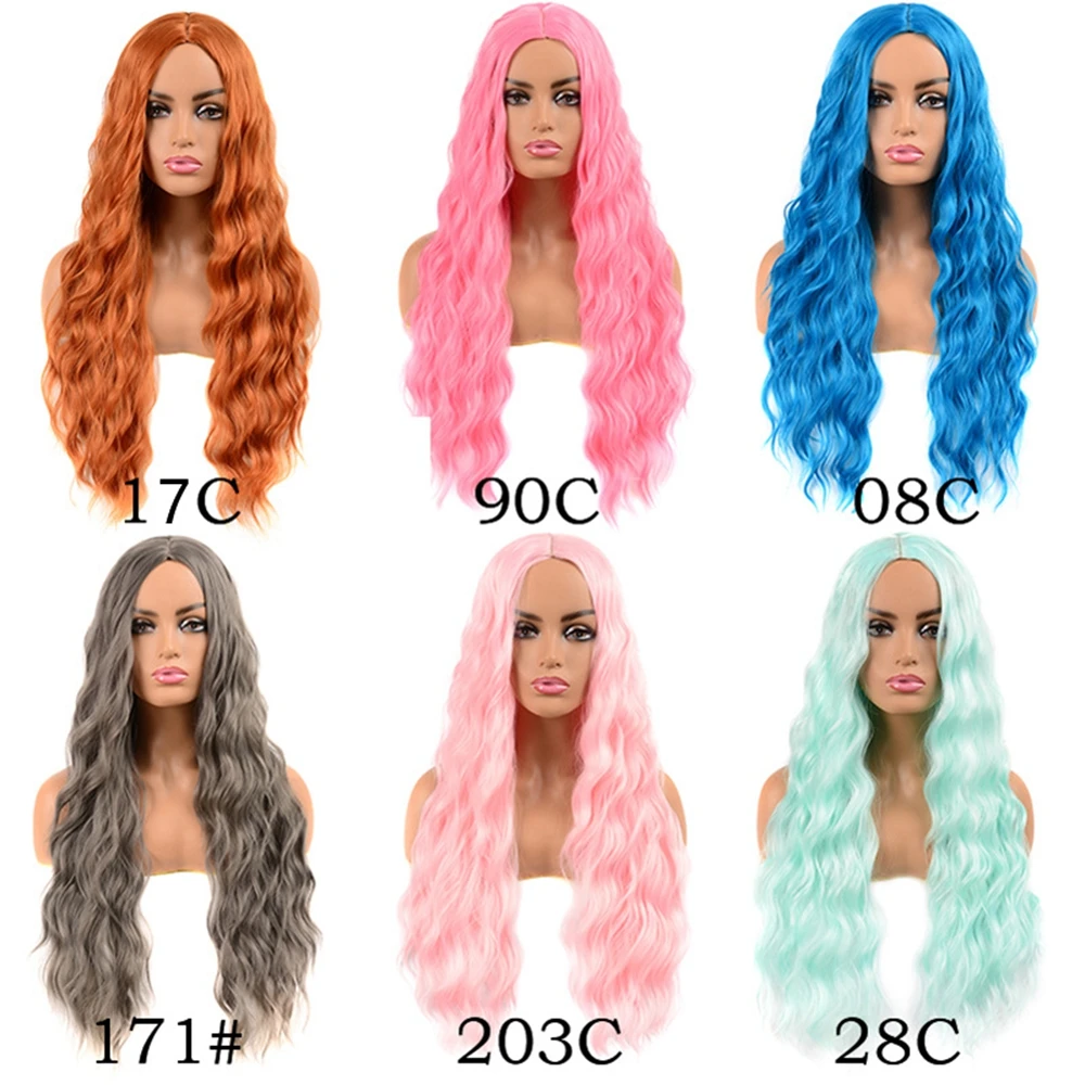 Belle Show Synthetic Long Wavy Colorful Wigs With Bangs Soft Natural Cosplay Wig Women