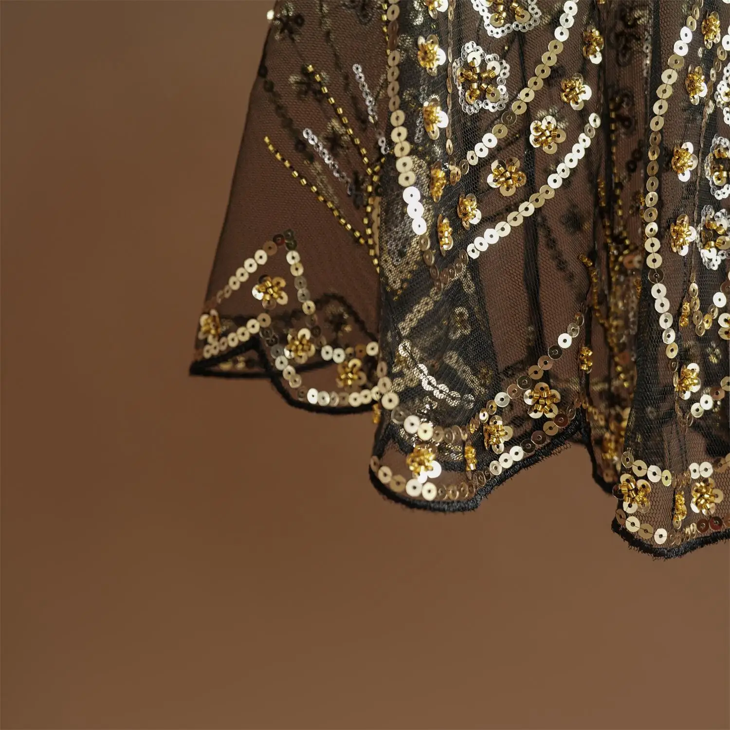 1920er Jahre Pailletten-Verzierter Flapper-Schal Elegante Wickelkleider Atmungsaktiver Kurzer Umhang Vintage Abendcape Braut-Schal – Detail 9