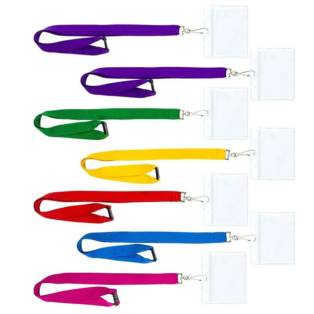 

6pcs ID Card Holder Transparent Waterproof Badge Lanyard Clear Plastic Card Sleeves Compact Lightweight Office School Factory