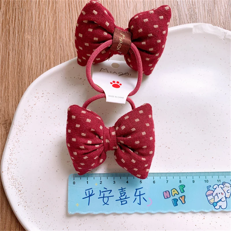 Sweet Red kawaii Bow Hair Rope Ring Children Gift Baby Girl Kid Elastic Hair Rubber Band Accessories Headdress Headwear Ornament - Image 4