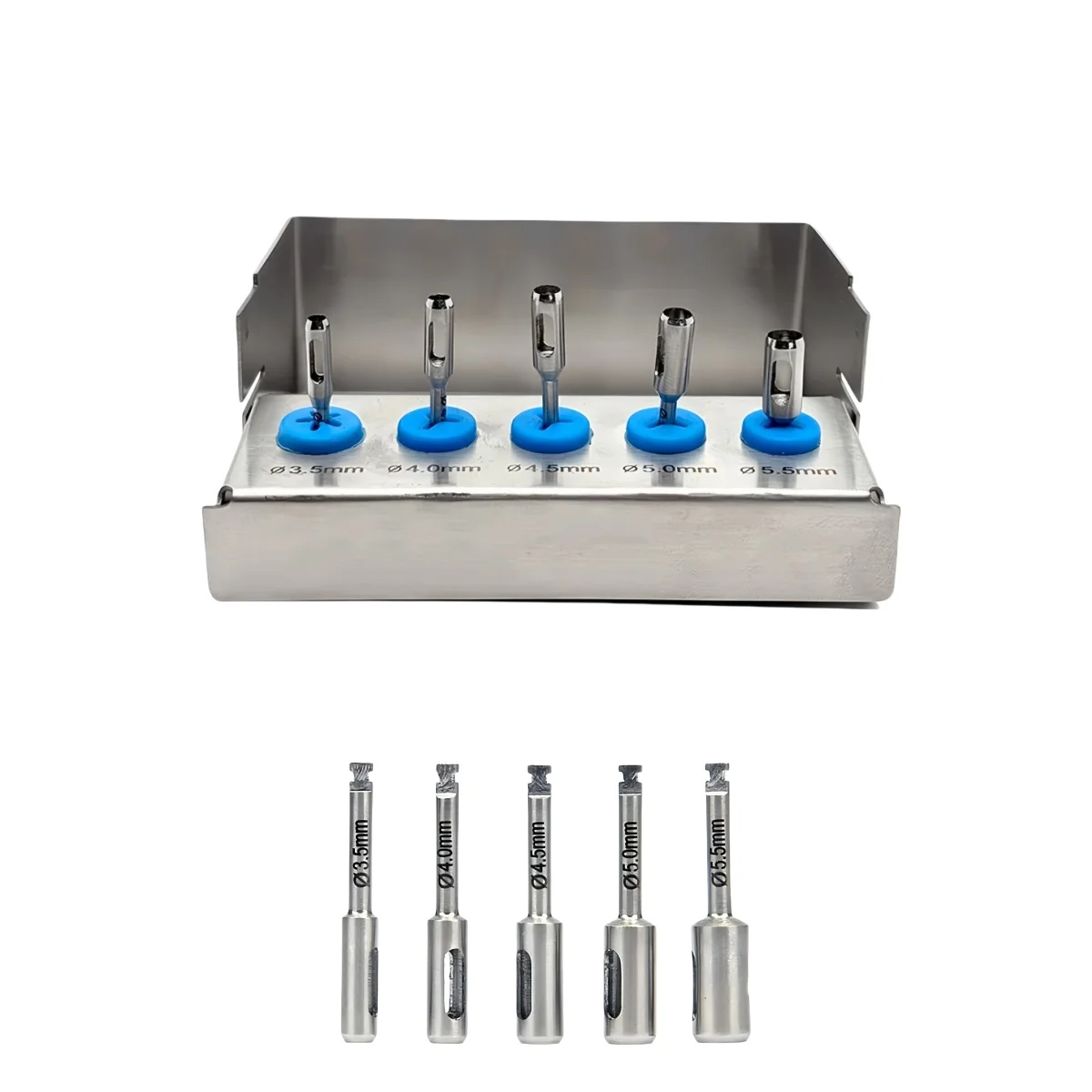5Pcs Dental Implant Tissue Punch Stainless Steel Gingival Ring Cutter Low Speed Handpiece Compatible Surgical Instrument Tools