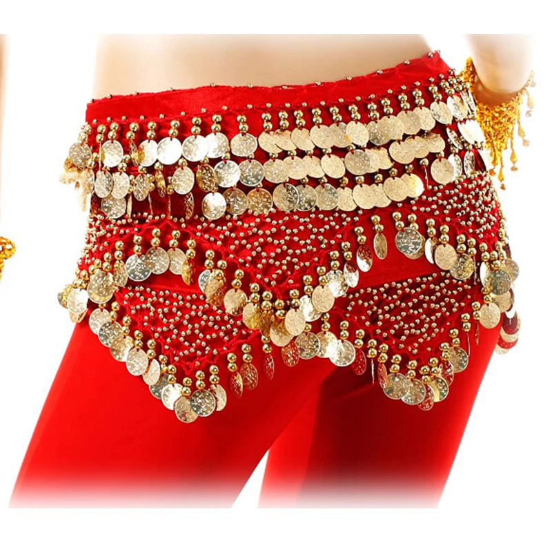 تخصيص المرأة الجديدة الكبار ملابس رقص البطن الخصر سلسلة معلقة عملة ممارسة وشاح الخصر زي مسابقة الرقص الهندي #3