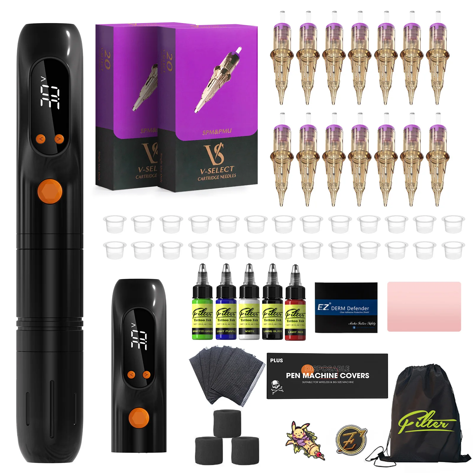 

LOLA AIR S WIRELESS Battery Permanent MakeUp Pen Machine Microblading PMU SMP Tattoo Ink Kit 40pcs EZ VS Cartridge Tattoo Needle