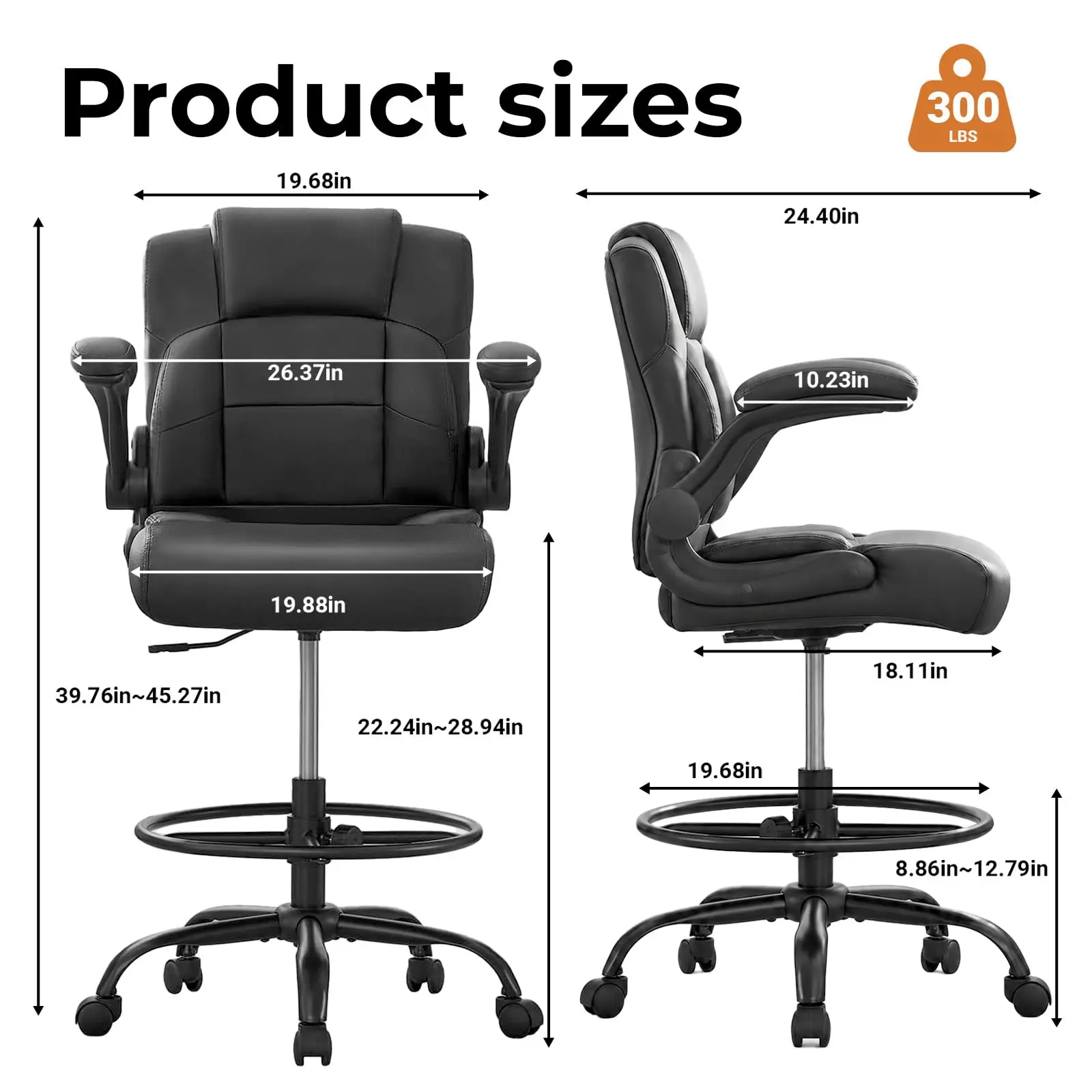 Drafting Chair, Tall Office Chair for Standing Desk, 500 lbs Capacity
