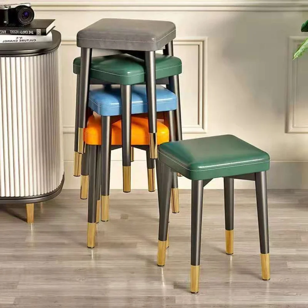 Stackable Dining Chair Leatherwear Latex Version Light Luxury Small Stool Living Room Thickening Stable Waterproof Square Stool