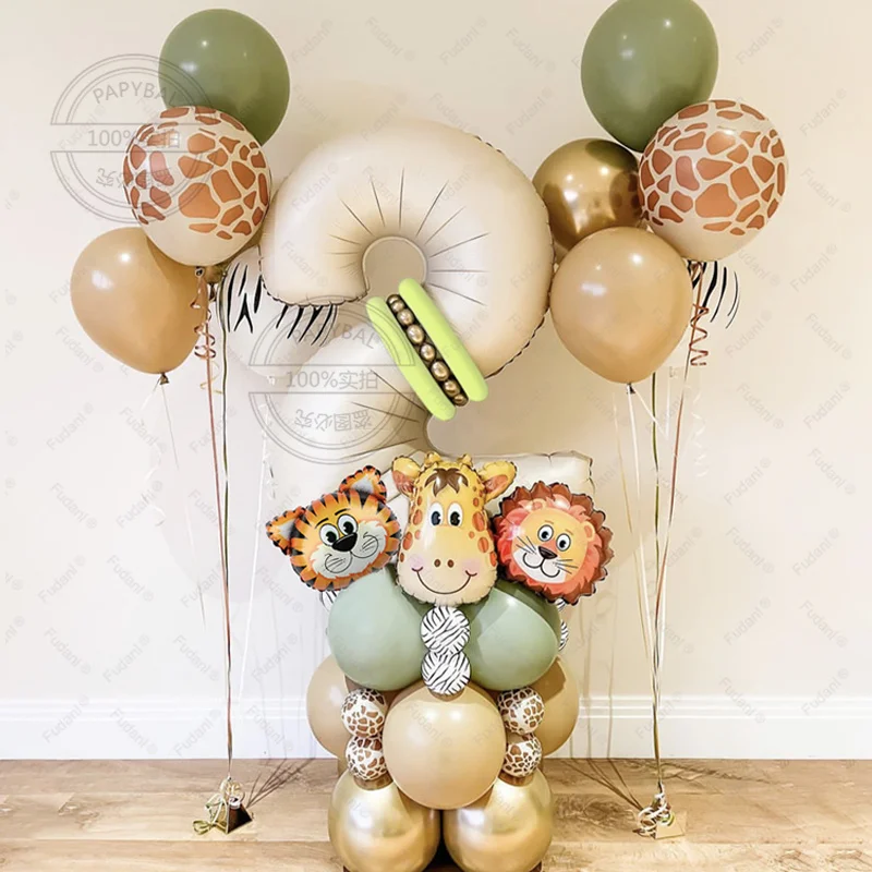 40Pcs Safari Animal Balloons For Birthday Party Jungle Animal Balloon Safari Birthday Balloons  For Boy Girl Baby Shower