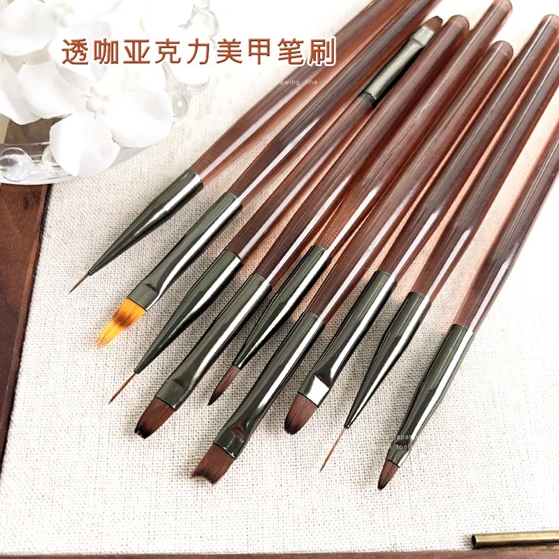 9 個 UV ジェルネイルブラシライナー DIY 絵画ペンマニキュアアクリル描画ブラシネイルアートデザイン爪先端表示ペイントツール