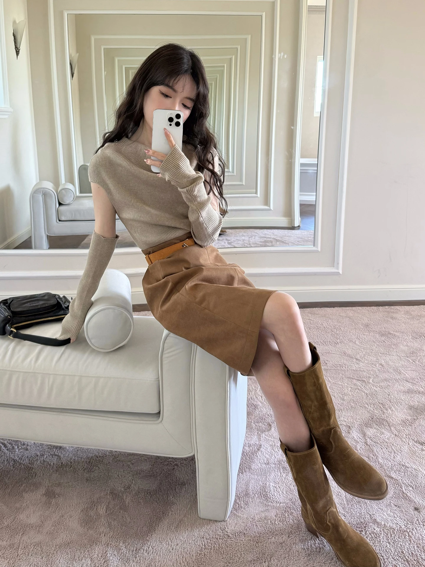 

Smol Slow Manner Milk Coffee Design Two Color One oulder Sve Knitted Sweater Women Autumn Winter Long Sve Top