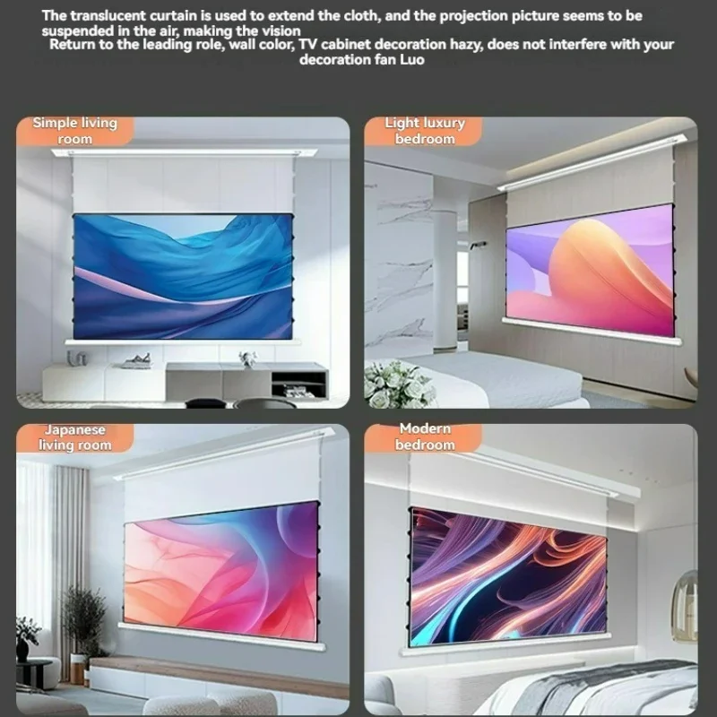 72-84Inch Electric Ceiling Recessed Projection Screen 16:9 Motorized Projector Curtain for Long Throw Projector 8K HD