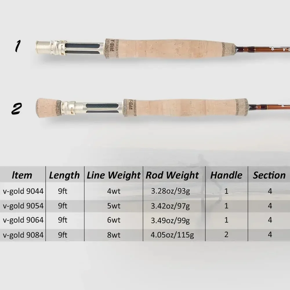 MAXCATCH V-Gold Fly Fishing Rod 40T SK Carbon Fast Action with Hard Rod Tube Stainless Guide Insert Pacbay Minima Ring