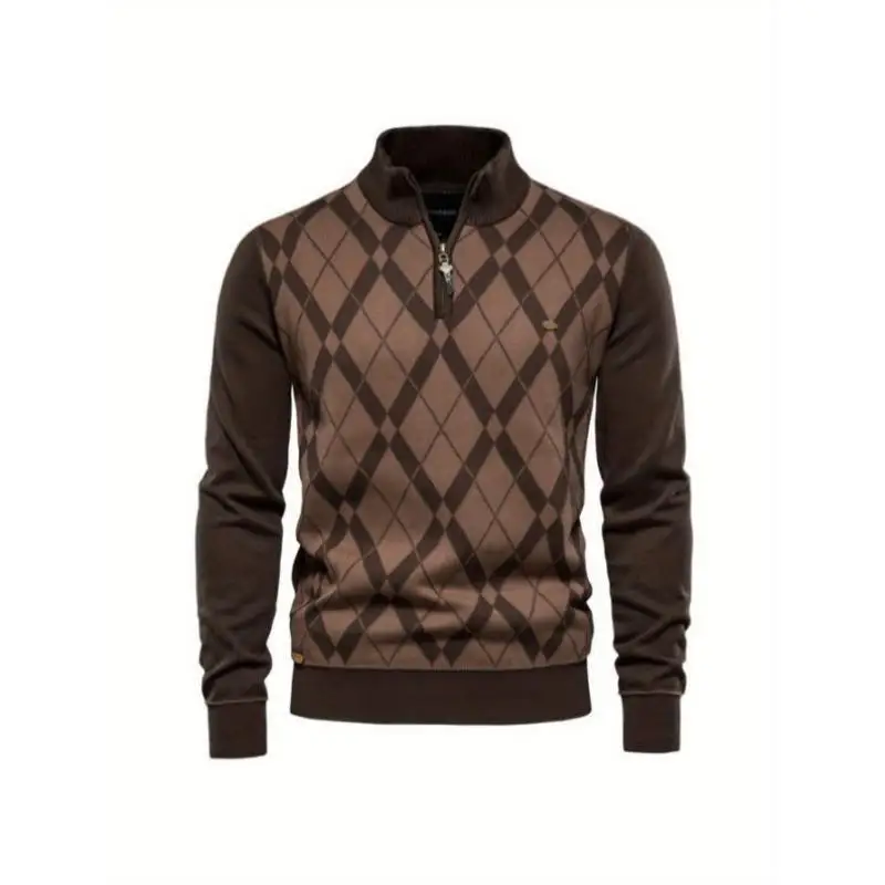 

Мужской вязаный свитер Briti Sle с воротником-стойкой, из волокна Coolmax, с рукавом три четверти, деформируемый