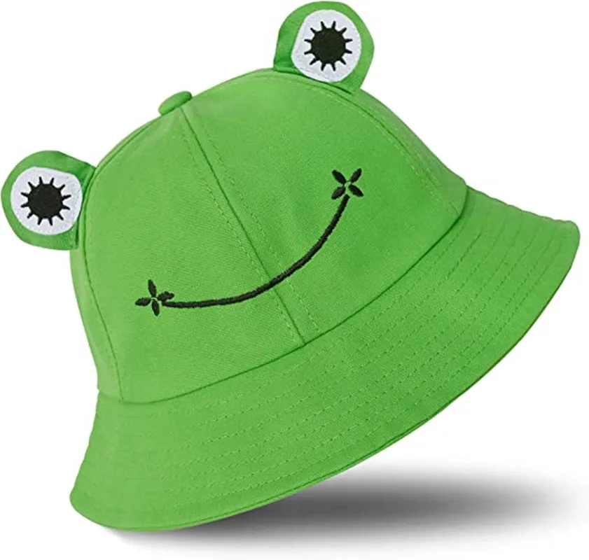 Cute Frog Bucket Hat, Cotton Bucket Hat Funny Hat Fisherman Hat for Men Women