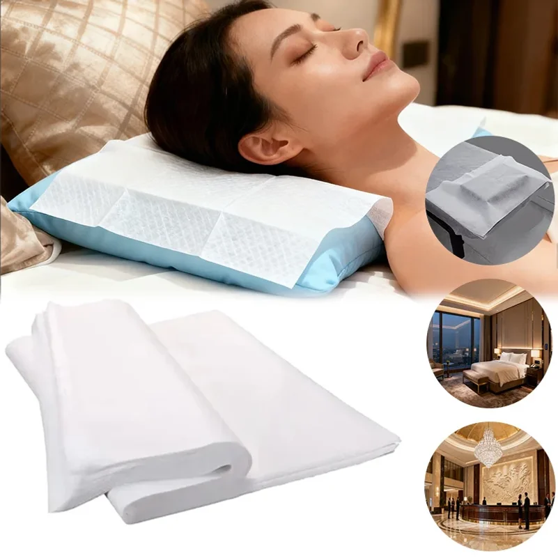 Disposable Non‑Woven Pillow Towel Pad, Hygienic Pillowcase for Beauty Salon Nail Massage Bed, Skin‑Friendly Breathable Pillow Co