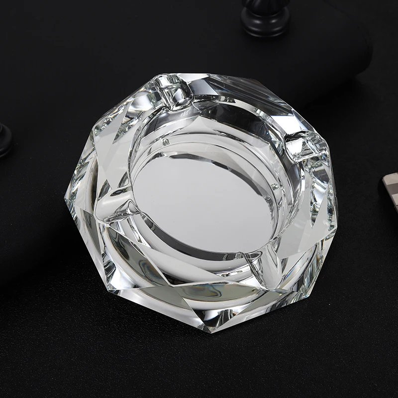 Crystal Ashtray, glass home, living room, big creativity, personality, fashion, high-end European gifts, black ashtray