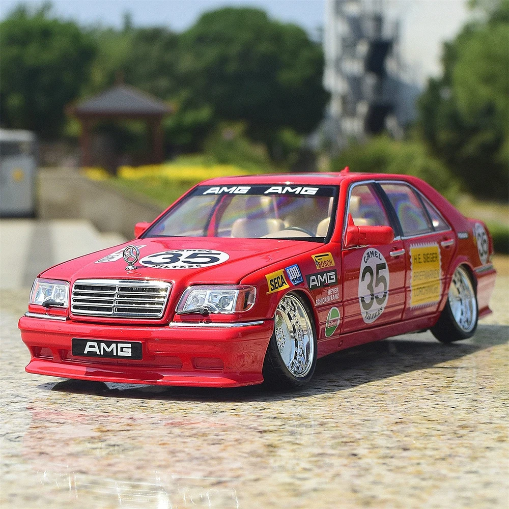 1:24 W140 300SEL 合金 320SEL ミニチュアモデルおもちゃ ダイキャストカー サウンドライト プルバック 6ドア開閉 おもちゃ車両 子供向けギフト
