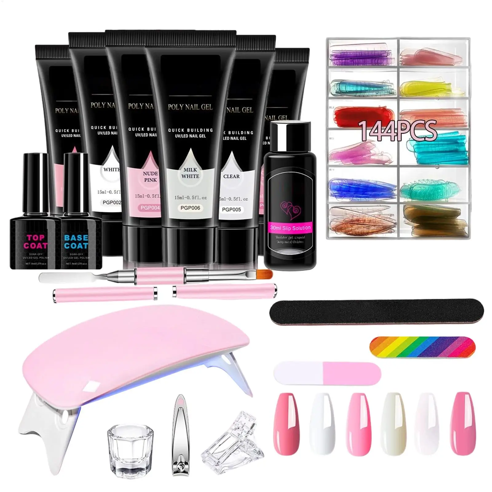 مجموعة جل تمديد الأظافر مكونة من 6 ألوان أداة مانيكير مع مصباح الأشعة فوق البنفسجية، جل علوي لتمديد الأظافر للسفر ورحلة العمل والمنزل في الهواء الطلق #3