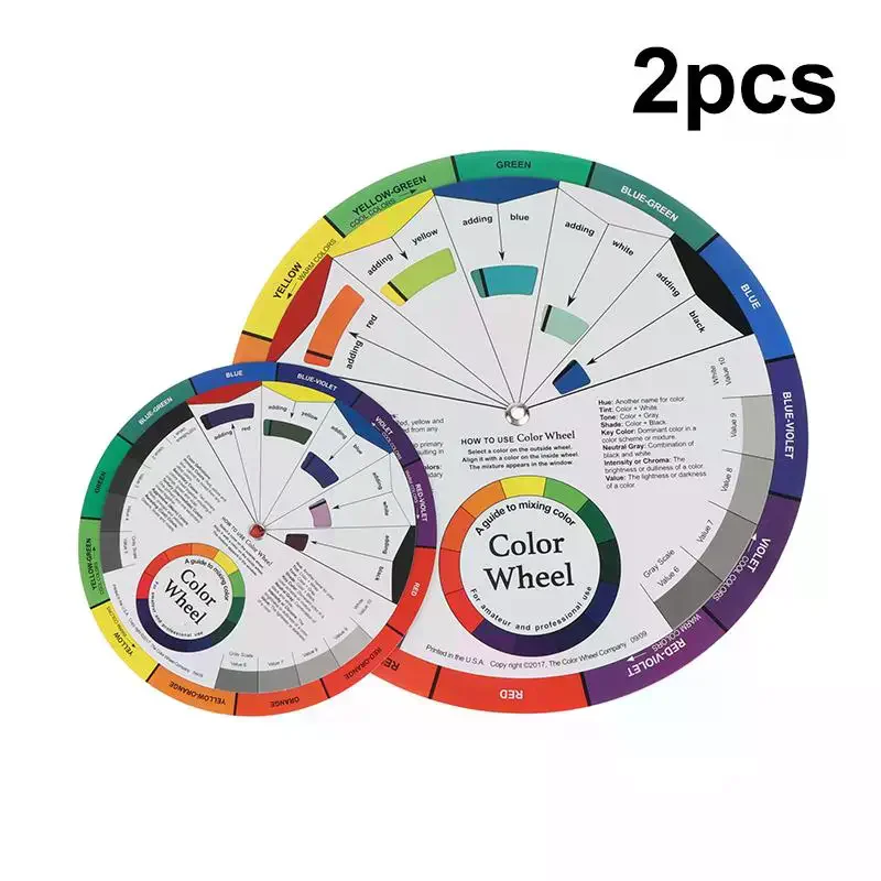 2Pcs Color Paper Card Wheel Three Tier Design Mix Guide Round Central Circle Rotates For Nails Microblading Tattoo Makeup Suppli