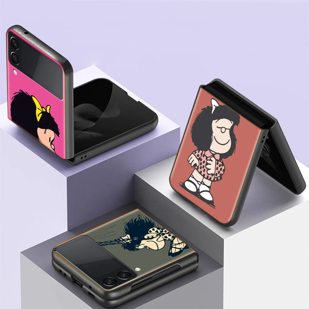 Cute Mafaldas Phone Case For Samsung Galaxy Z Flip 7 6 Z Flip 5 4 3 5G Shockproof Hard Cover