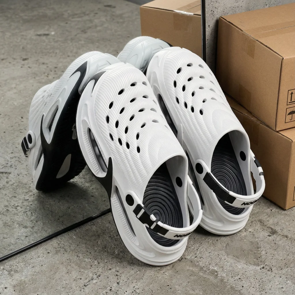 Neue Lochschuhe für Herren im Sommer, dicksohlig, rutschfest, atmungsaktive Fahrersandalen, langlebige und modische Strandschuhe. – Detail 33