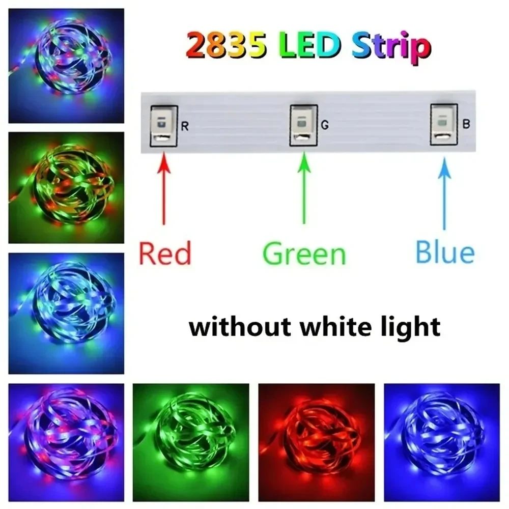 1pc 3AA Battery RGB LED Strip Light 5V 2835 60Leds with 24keys Remote IP21 non waterproof