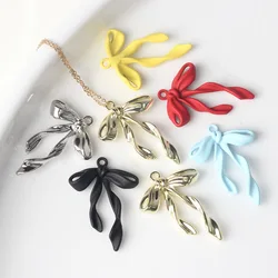 10Pcs/pack Simple Alloy Colorful Spray Painted Ribbon Bowknot Pendant DIY Bracelets Necklaces Jewelry Accessories